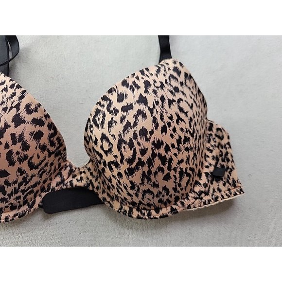 Victoria's Secret Lined Demi Bra 34C Smooth Underwired Leopard Print - Picture 3 of 10
